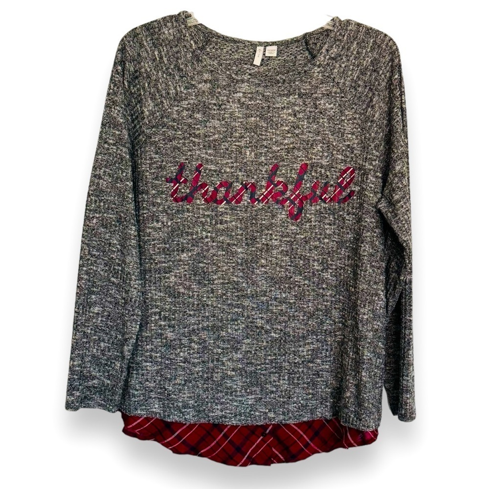 EST. 1946 Size 14/16W “THANKFUL” Layered Look Lightweight Sweater NWOT